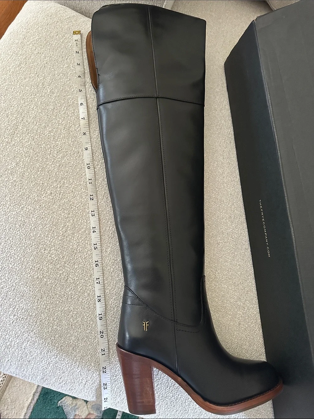Frye Corinne Black Leather Over-the-Knee Block Heel Boot